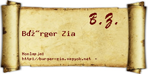 Bürger Zia névjegykártya